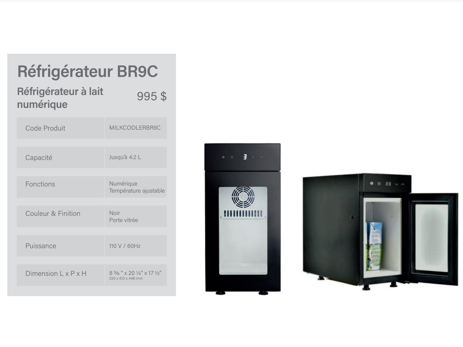 BR9C Commercial milk fridge Vitrifrigo digital