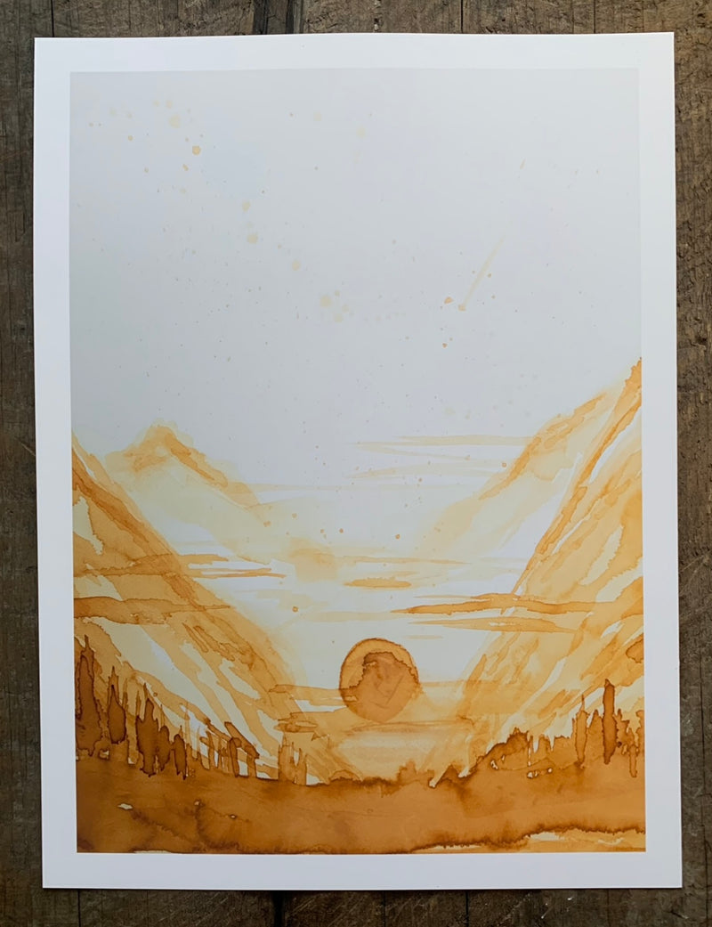 Amber moon / Coffee Print
